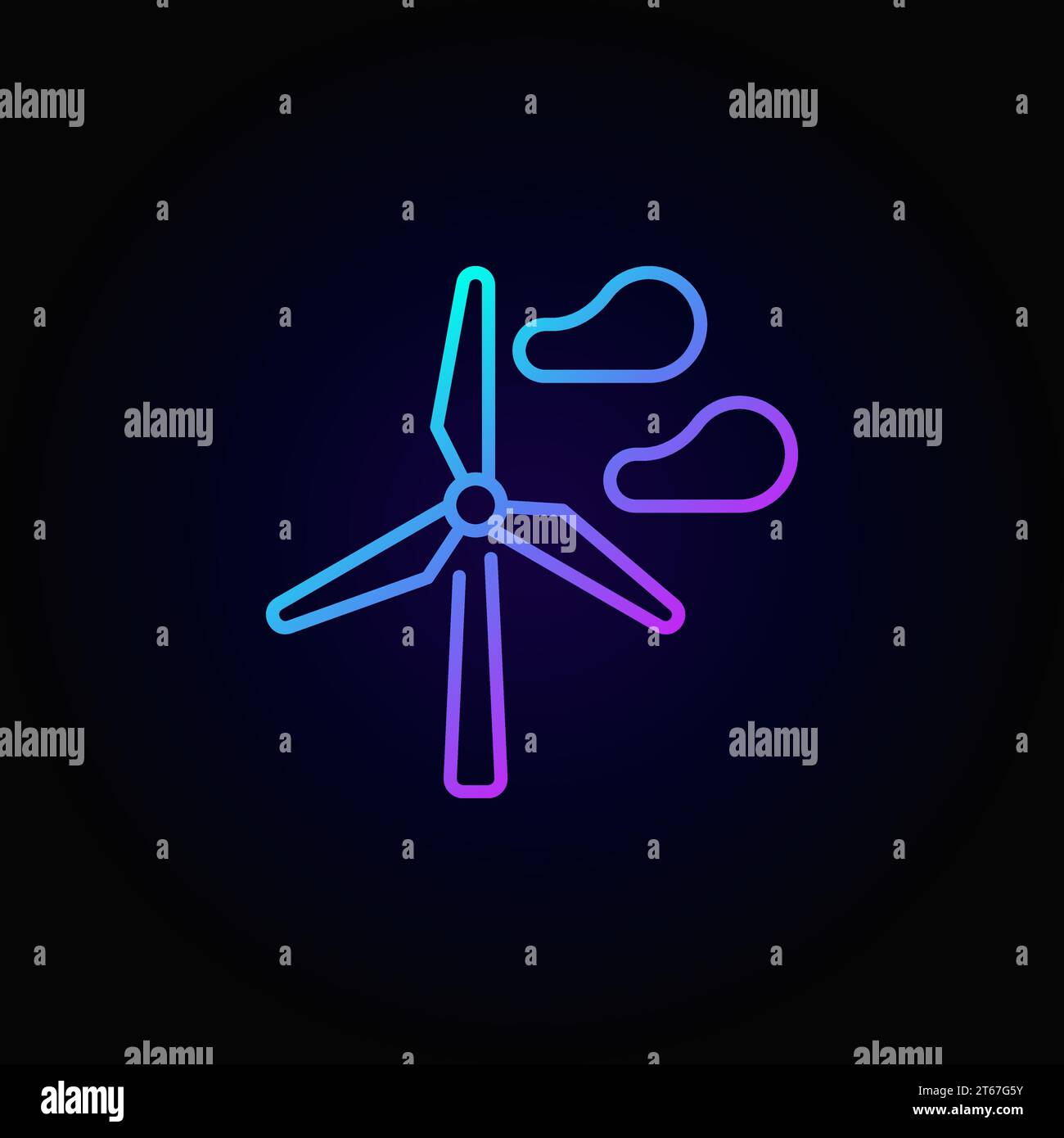 Wind turbine with clouds colorful icon - vector outline sign or logo ...