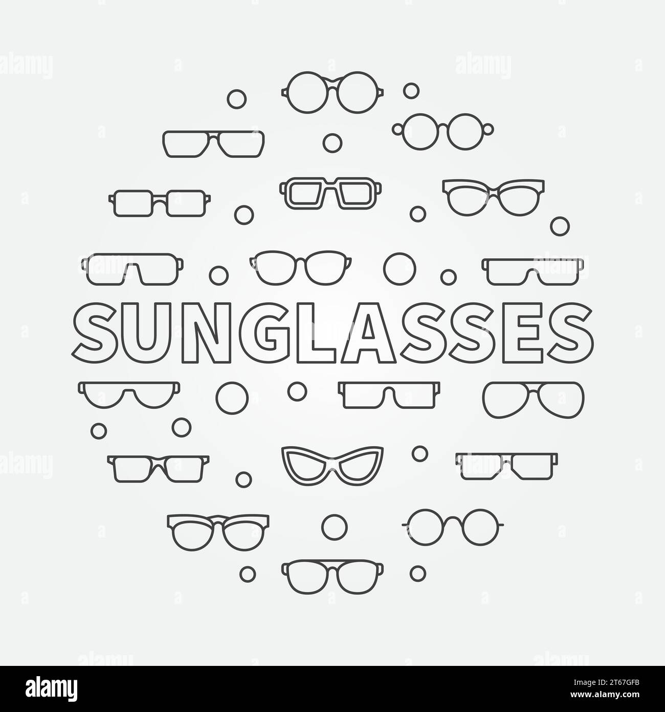 Sunglasses round illustration vector concept symbol made with glasses