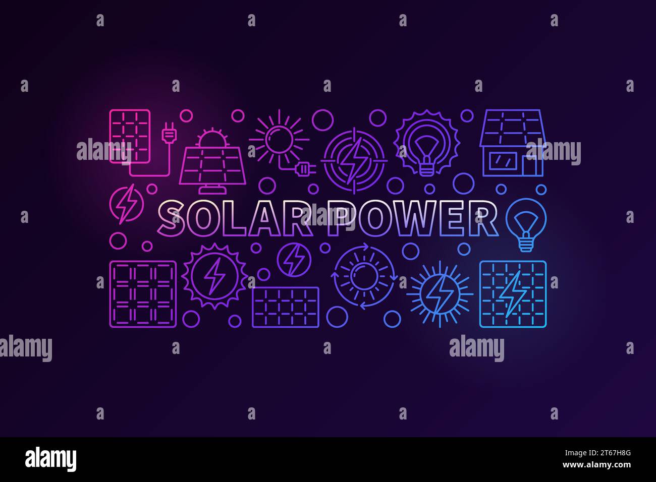Solar power colorful banner. Vector renewable energy concept ...