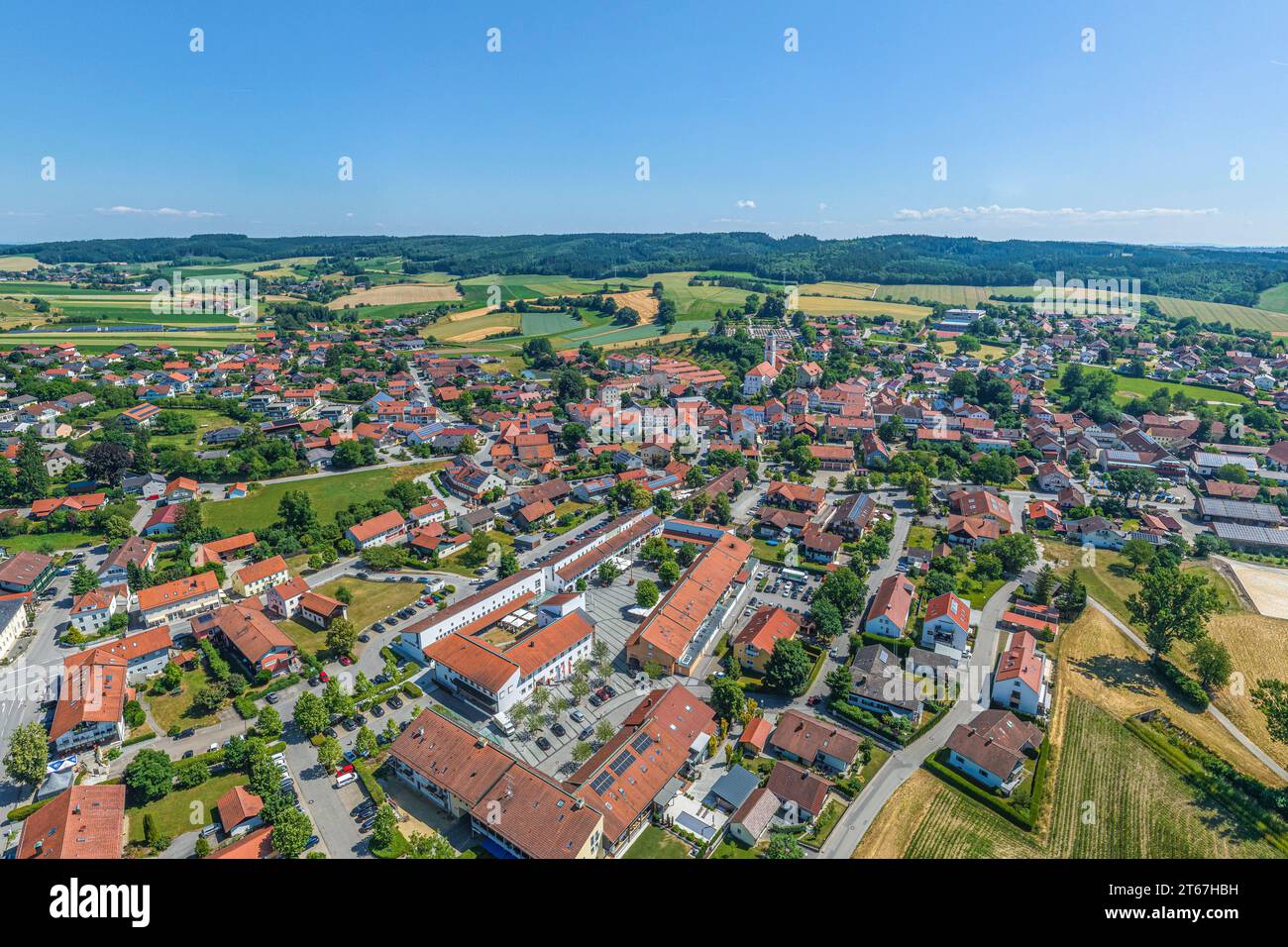 Aerial view to the spa resort of Bad Birnbach in the Lower Bavarian Spa Triangle Stock Photo