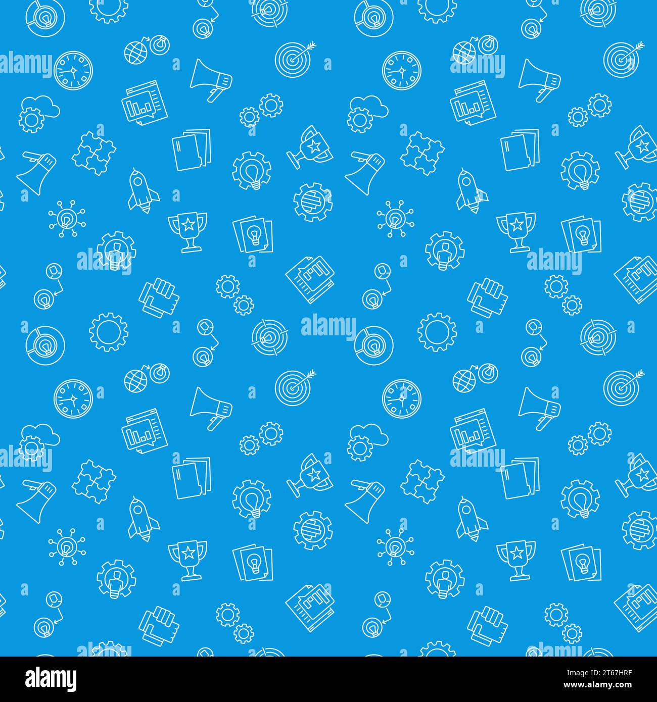 StartUp blue seamless vector pattern. Business modern background Stock Vector