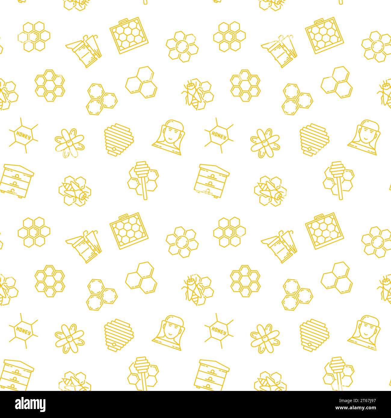 Beekeeping and Honey vector minimal seamless pattern or background in ...
