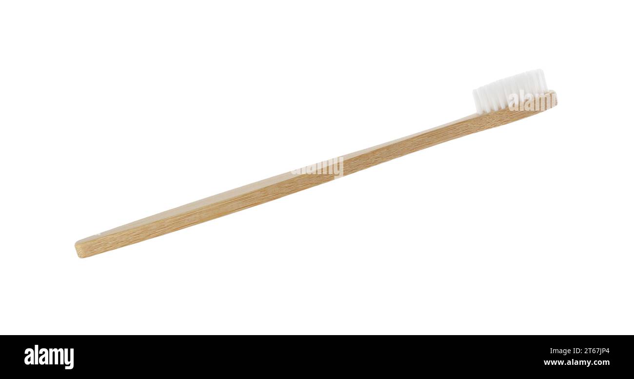 One bamboo toothbrush on white background. Eco friendly product Stock ...