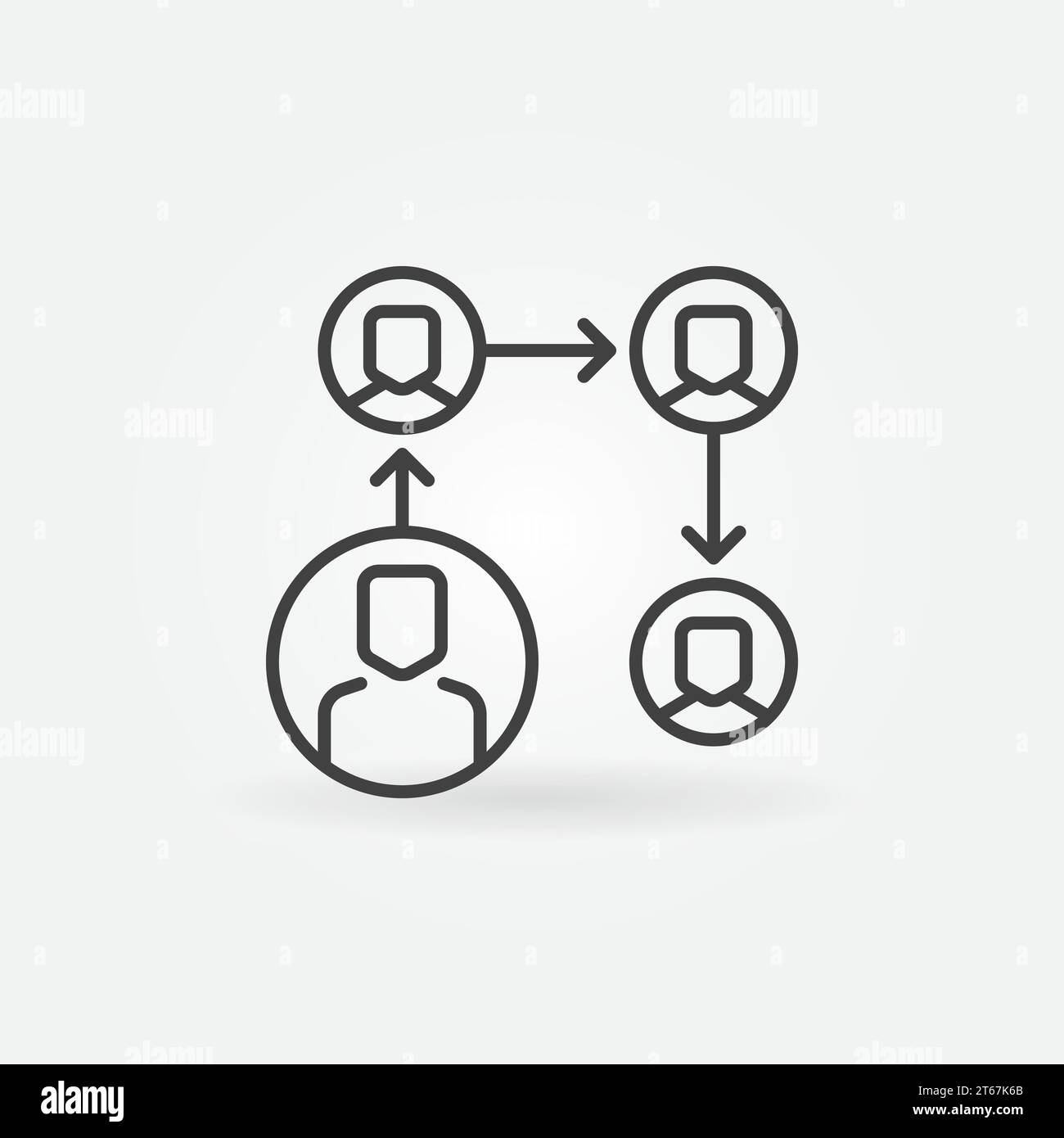 Outsourcing vector modern icon or logo element in thin line style Stock Vector