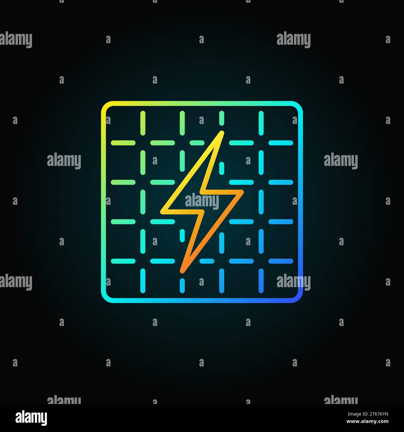 Solar panel colorful icon - vector concept sign or logo element on dark background Stock Vector