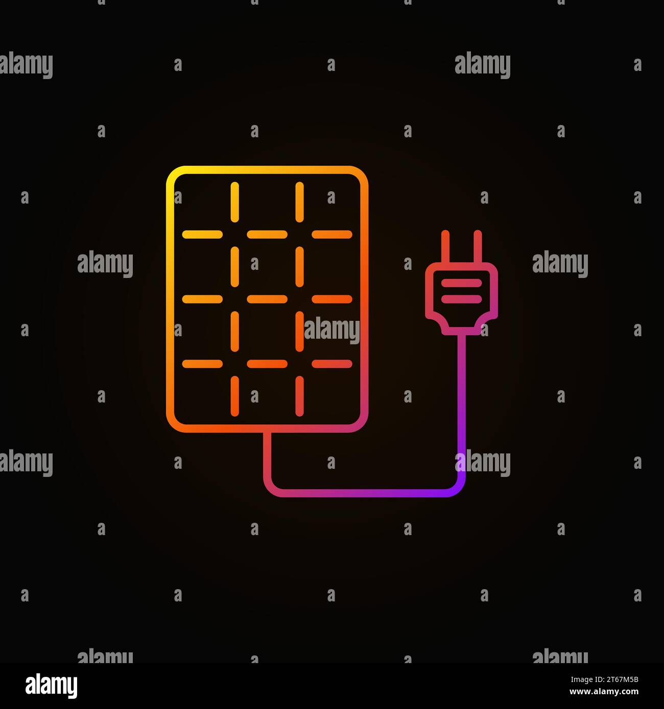Solar panel with socket colorful icon - vector concept sign or logo element on dark background Stock Vector