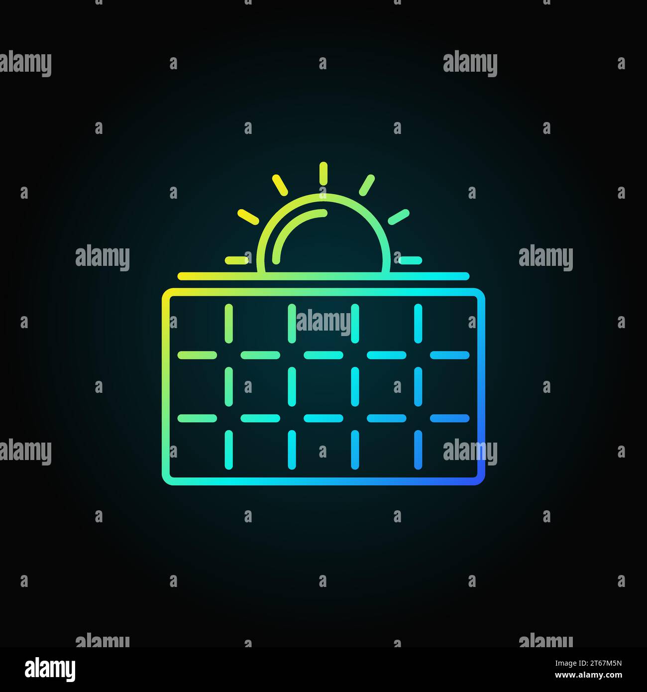 Solar panel with sun colorful icon - vector solar energy concept symbol ...