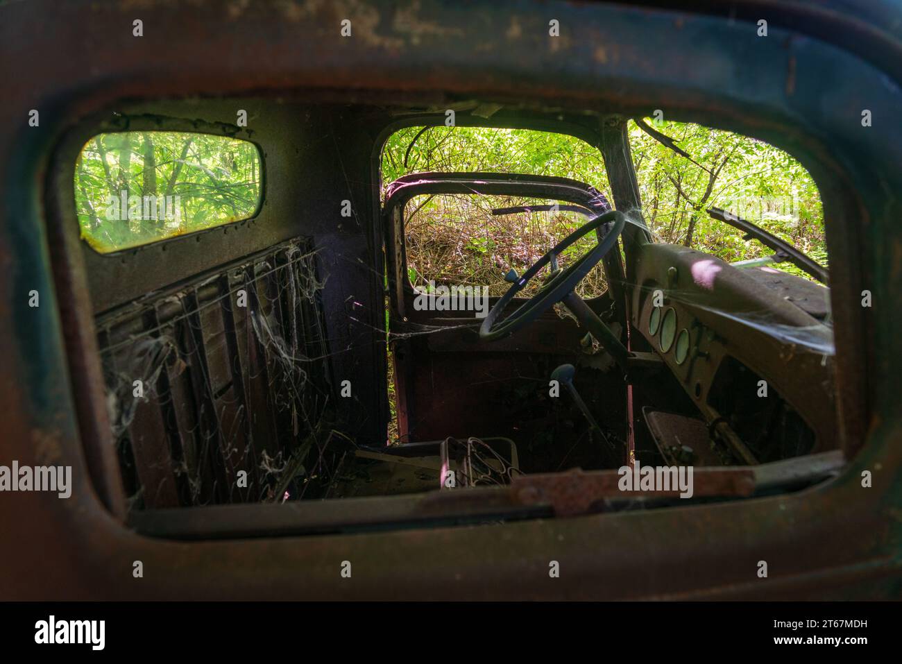 An Abandoned Truck at The Hinchcliff Family Preserve in Upstate New York Stock Photo
