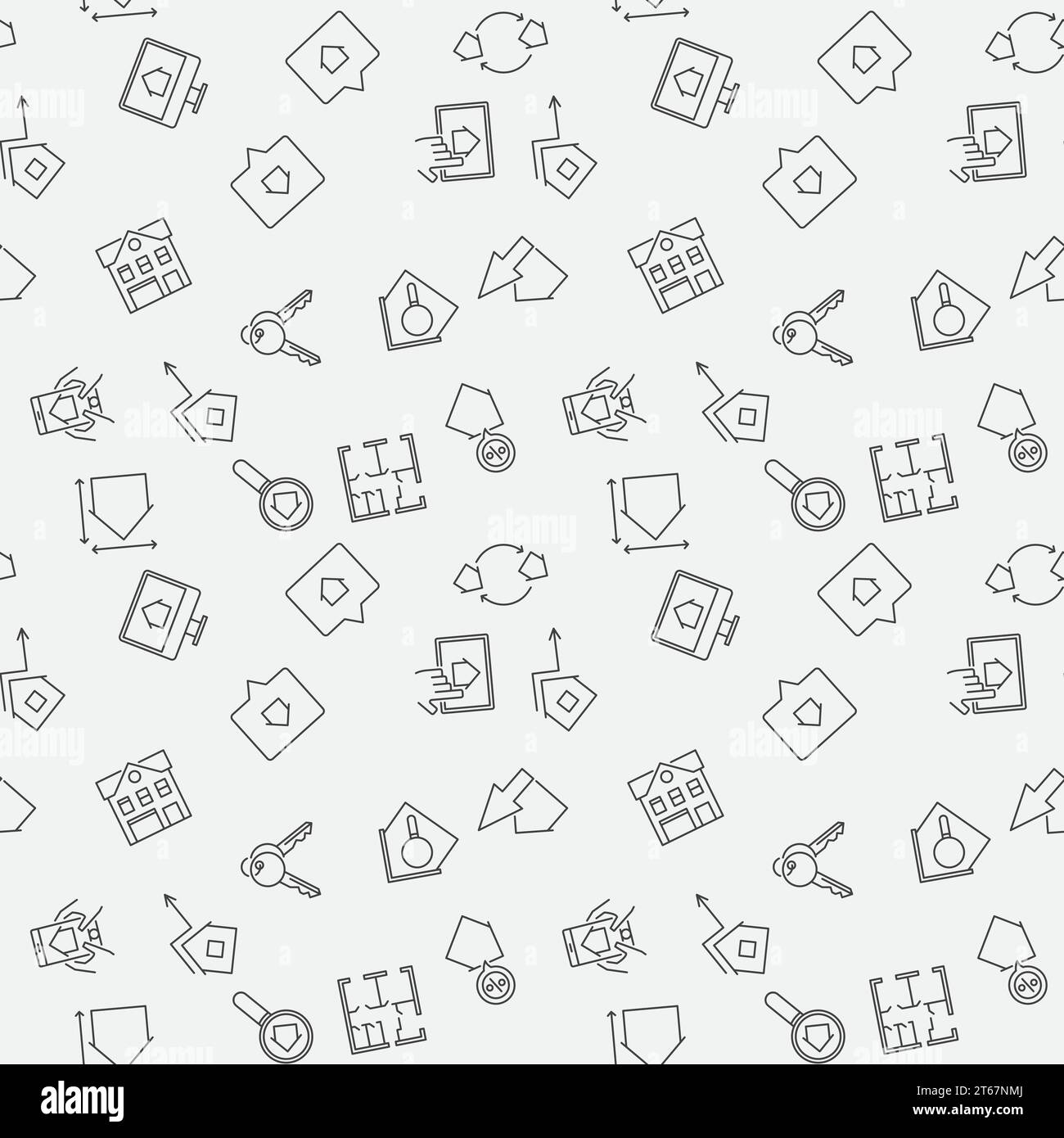 Real Estate vector minimal seamless pattern in thin line style Stock ...
