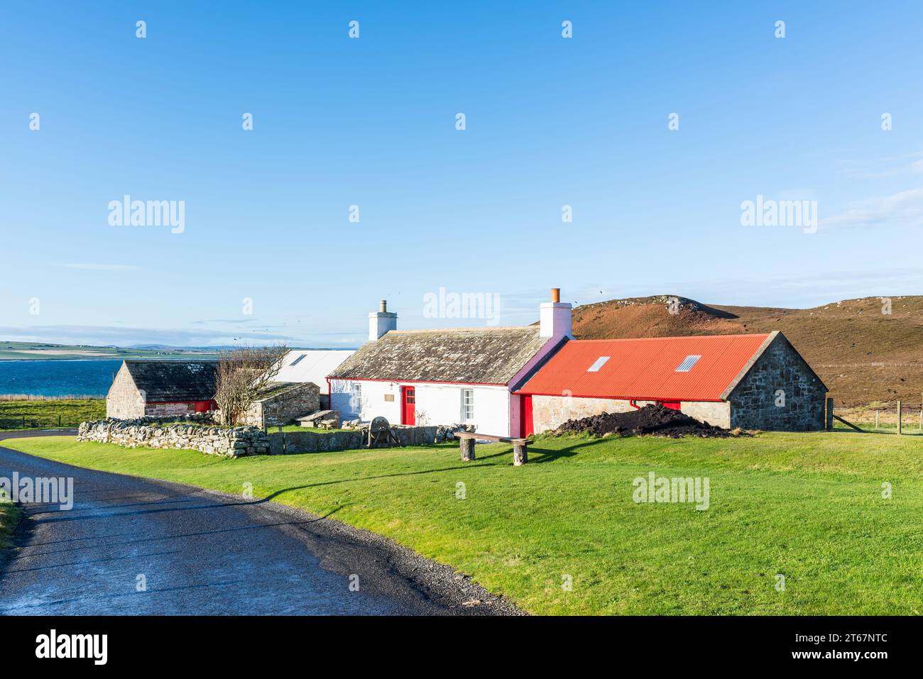 Dunnet, Scotland - October 16, 2023: View of Mary Ann's Cottage in Dunnet, Caithness, Scotland, UK. The museum offers a snapshot of life in the north Stock Photo