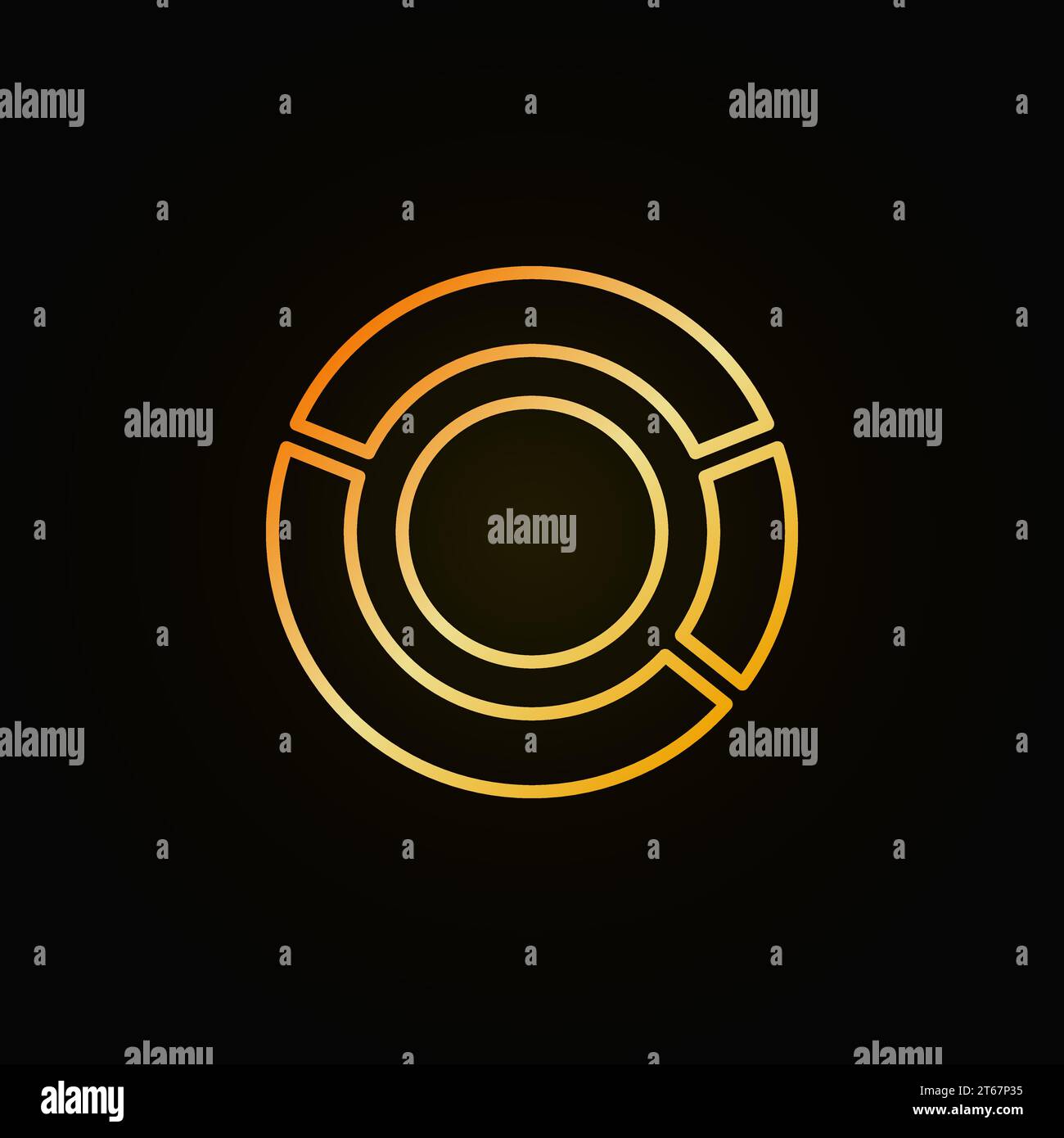 Pie chart colorful icon - vector creative round diagram golden symbol ...