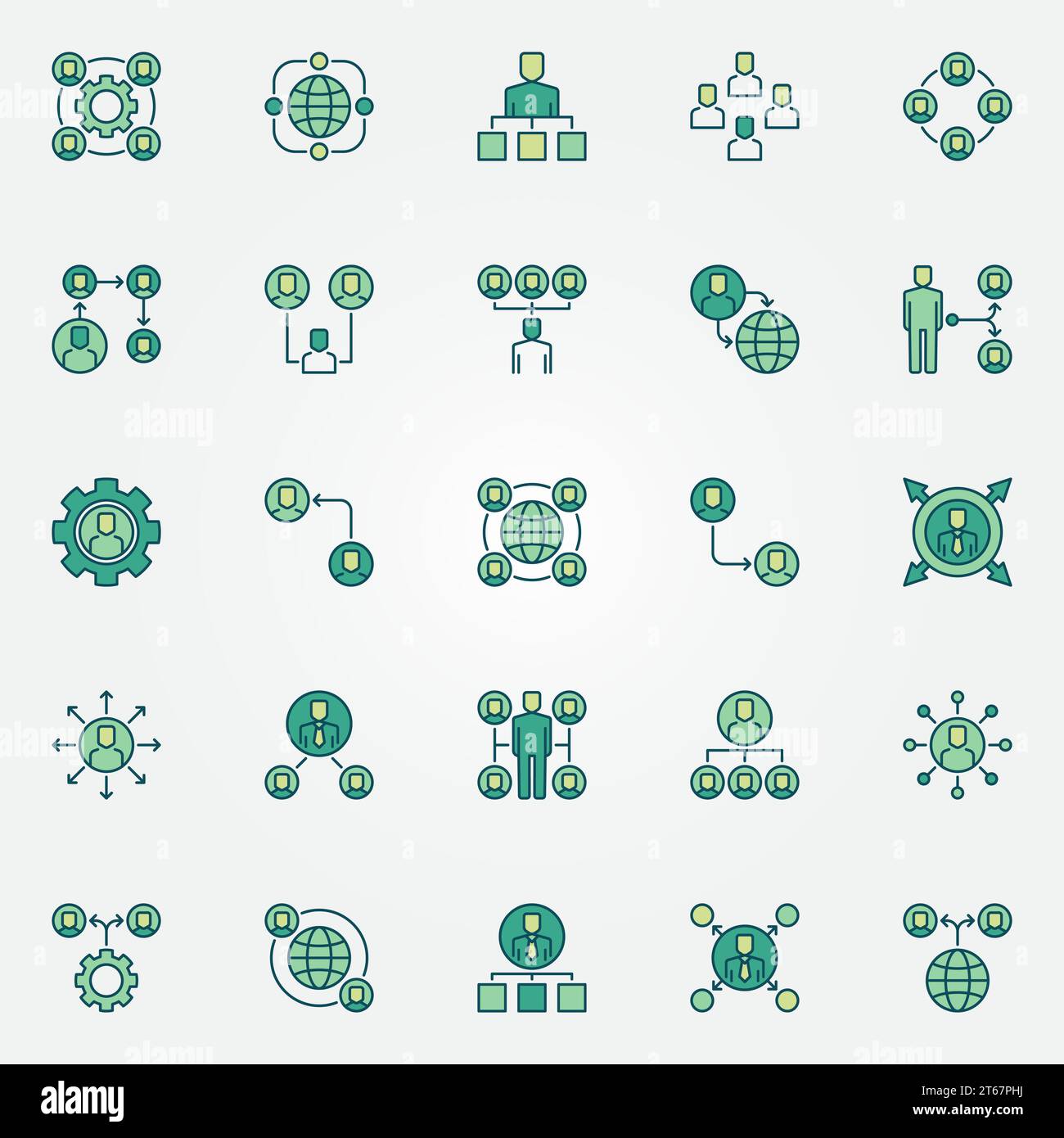 Outsourcing colored icons set - vector outsource concept signs or logo elements Stock Vector