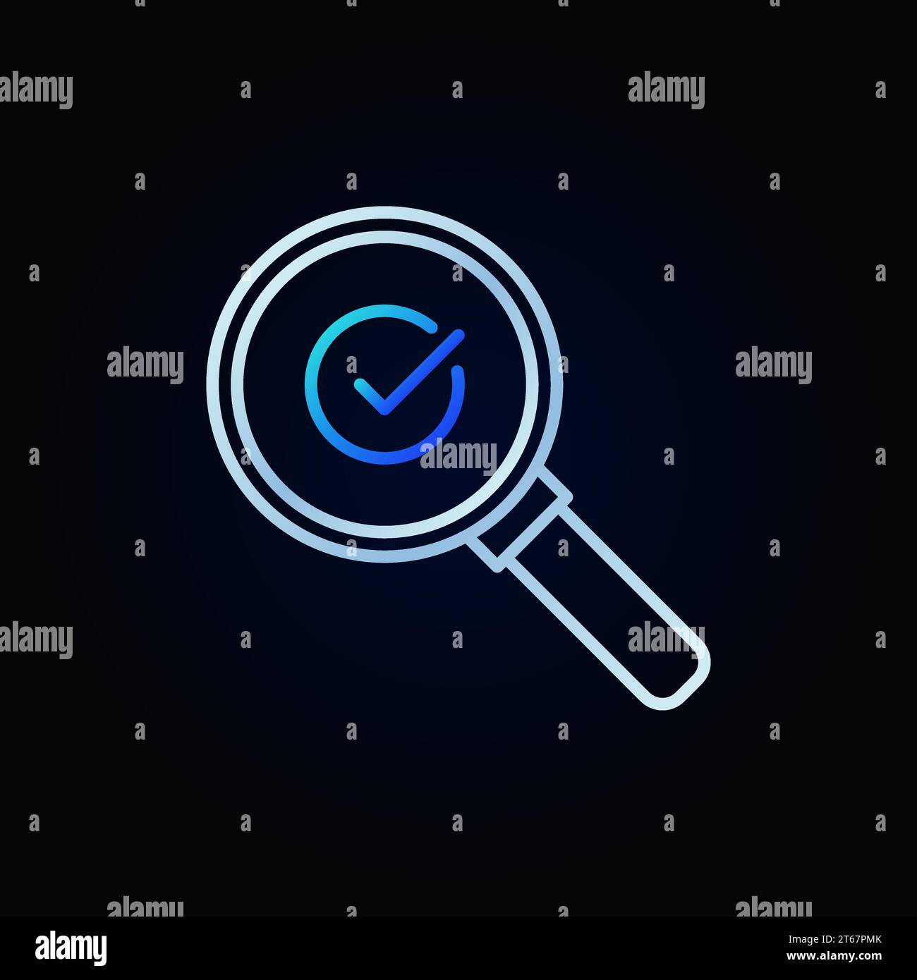 Check mark in magnifying glass vector modern outline icon or symbol on ...