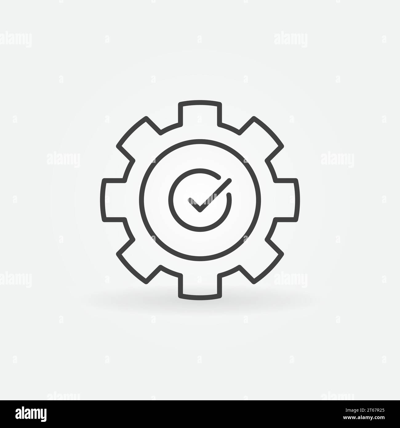 Gear with check mark vector icon or sign in thin line style Stock ...