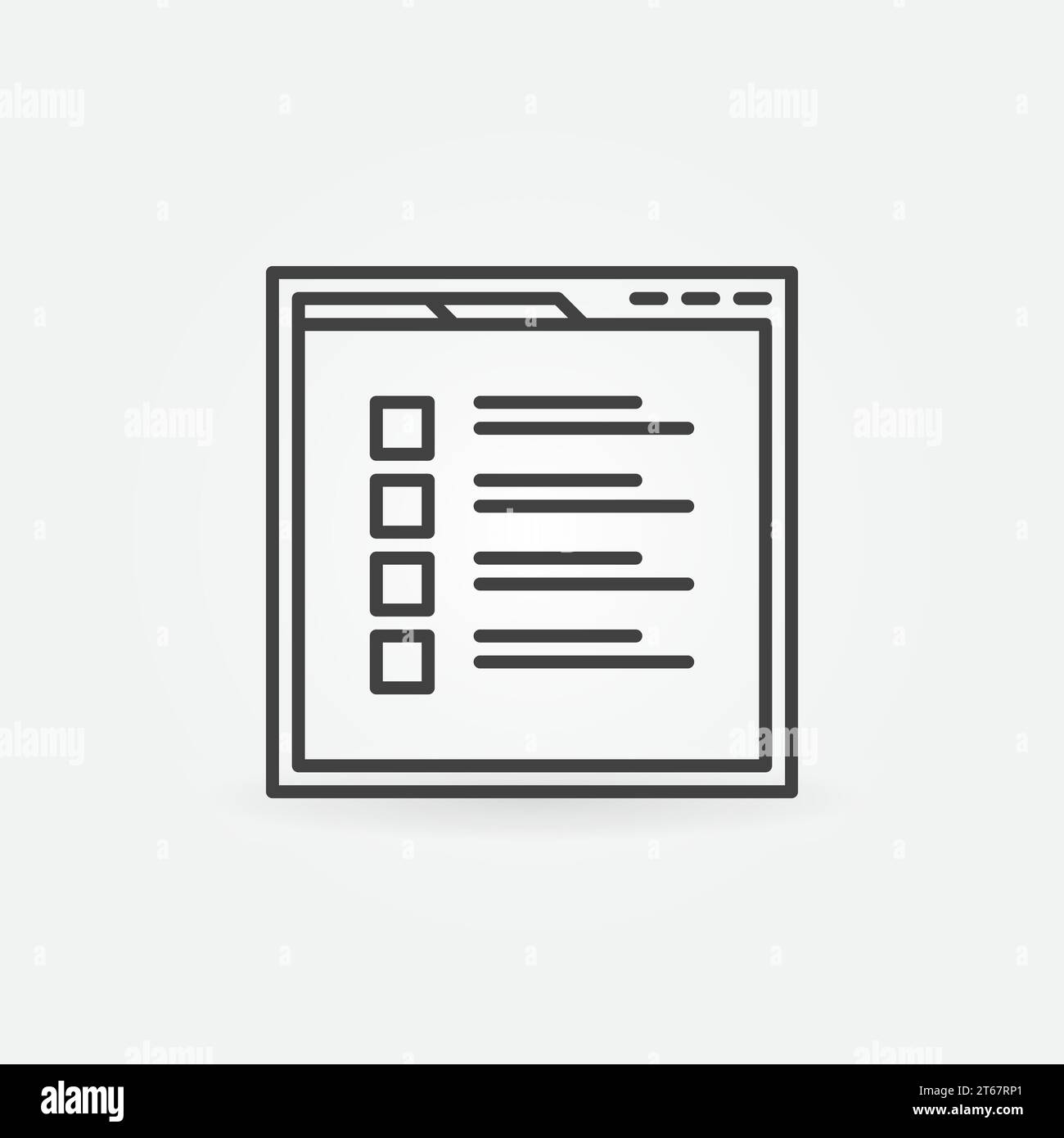 Web page with survey vector icon or sign in thin line style Stock ...