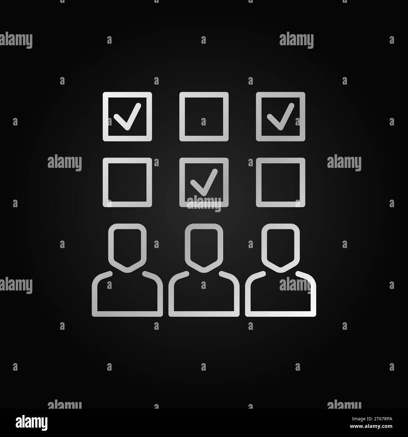 Survey vector silver icon or symbol in thin line style on dark ...