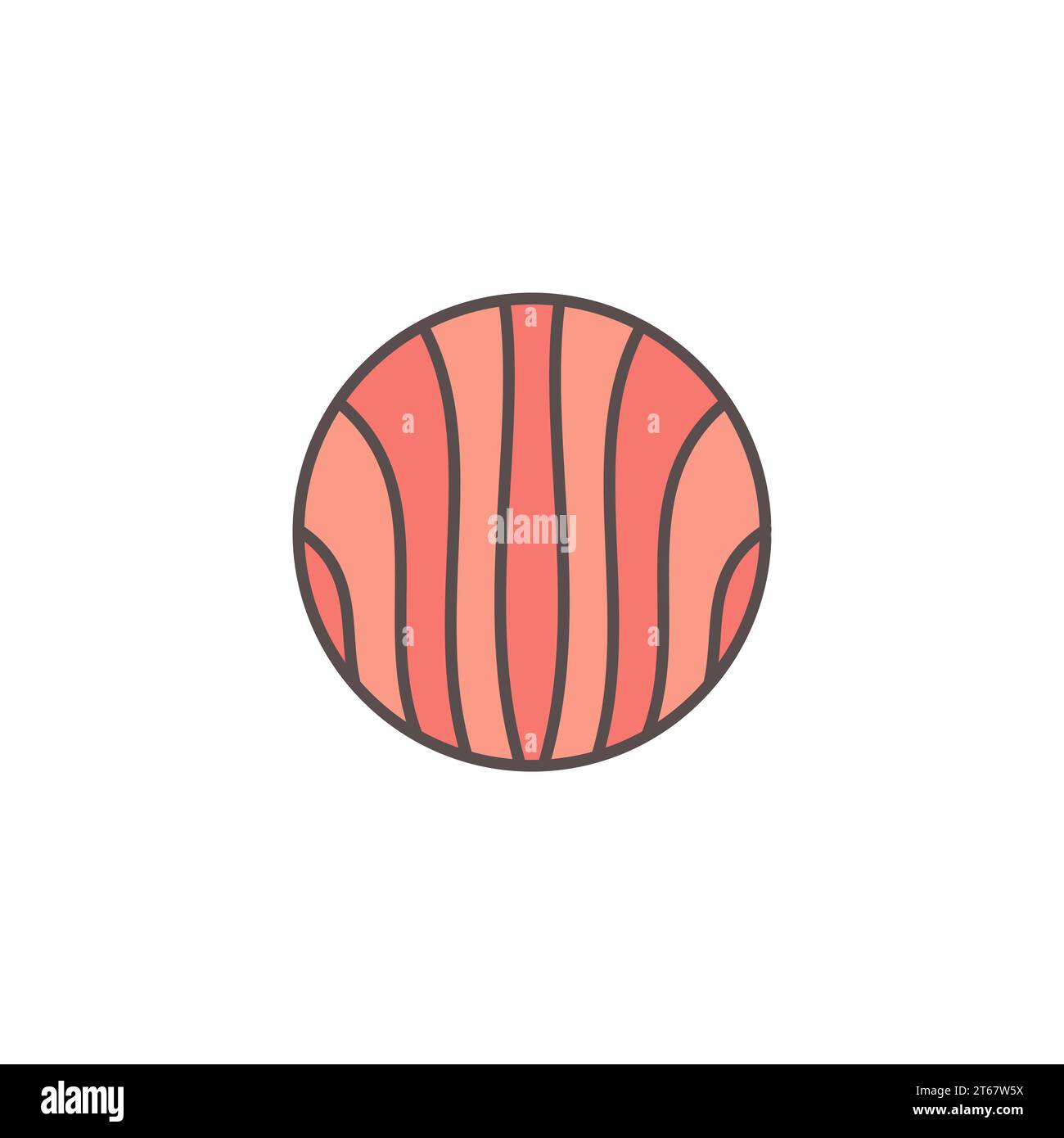 Round flat salmon slice concept colored vector icon or symbol on white background Stock Vector
