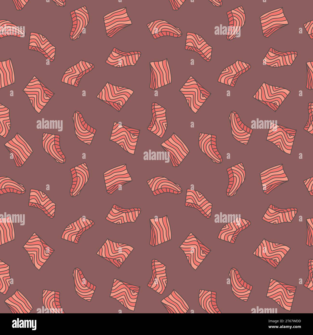 Salmon red fish steak or fillet vector creative seamless pattern or background Stock Vector
