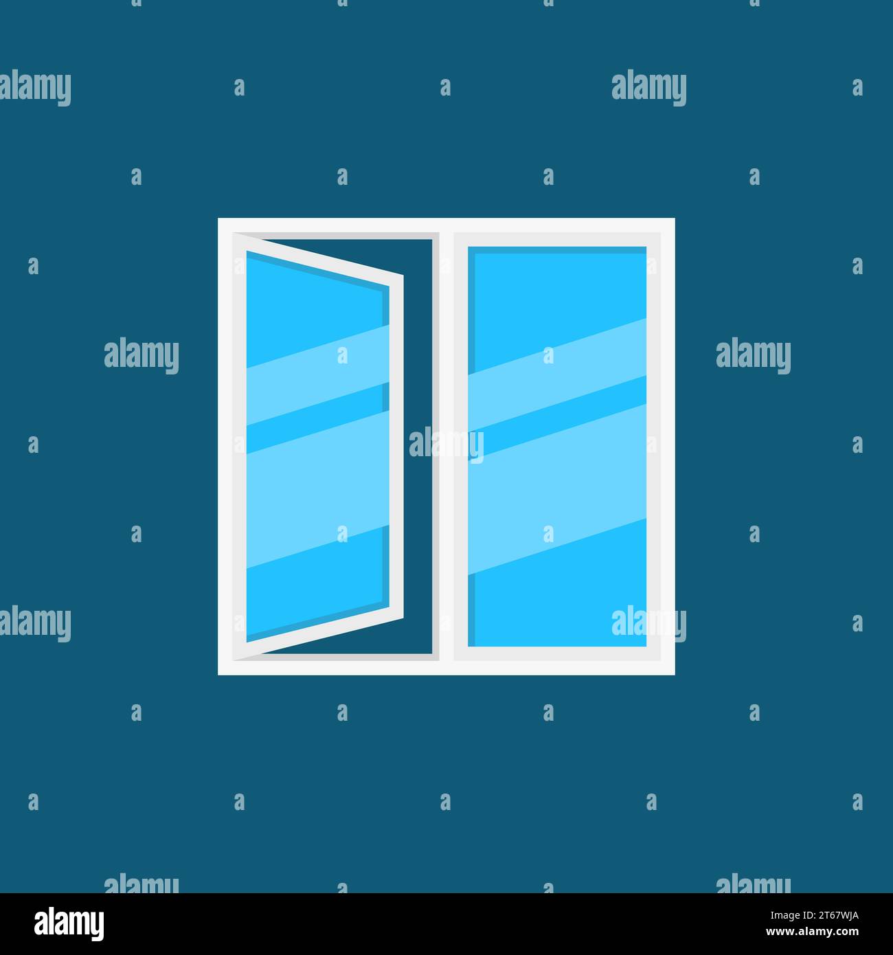 Flat white window with blue glass vector icon or logo element Stock Vector
