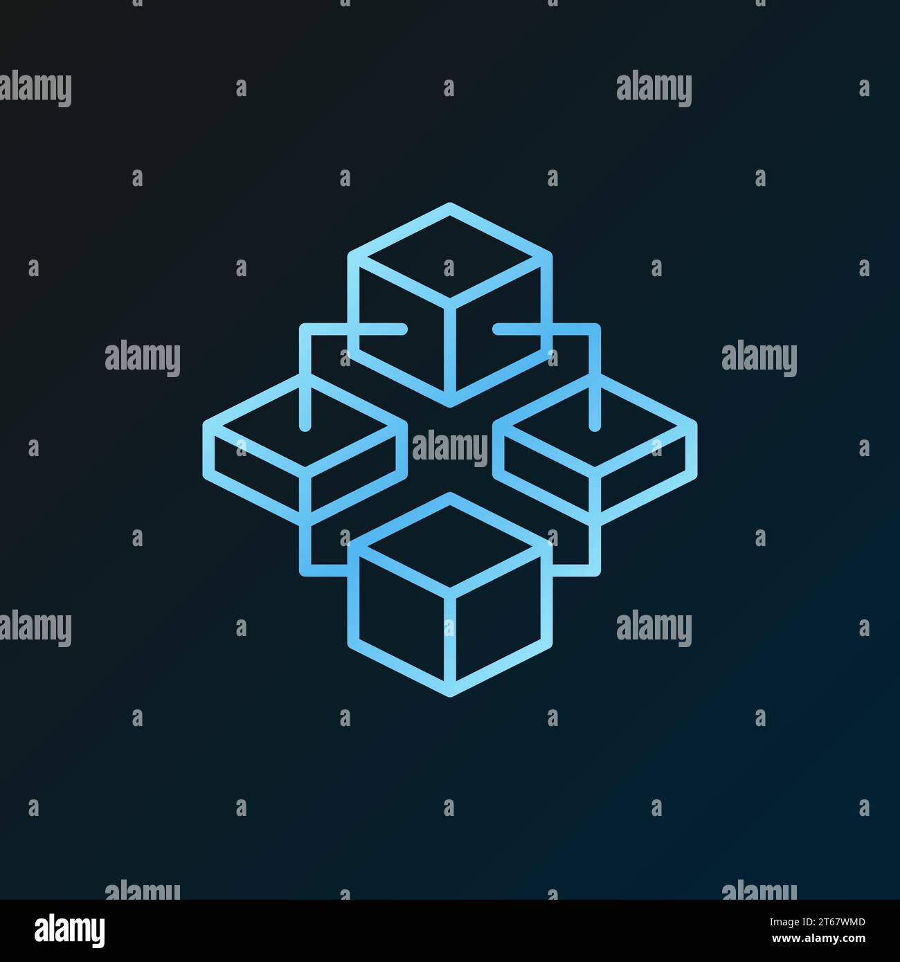 Blockchain technology vector blue line concept icon or design element ...
