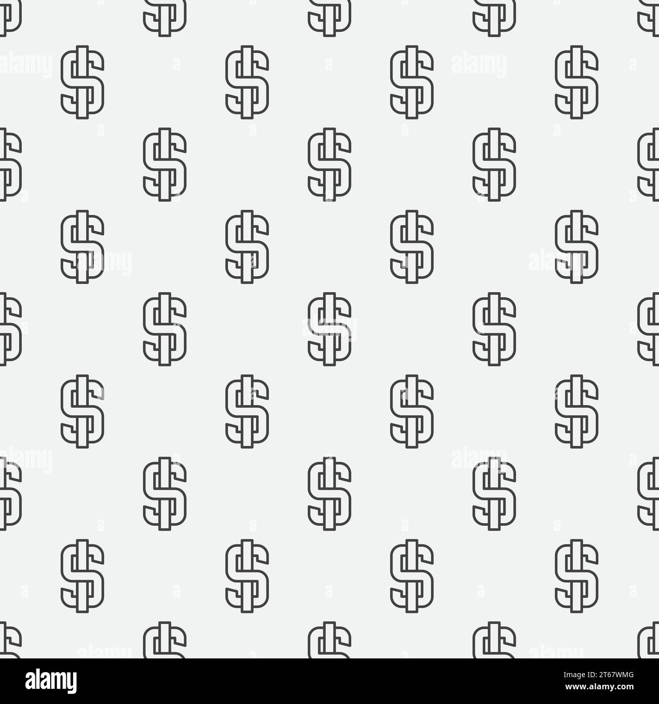 Minimal pattern made with outline dollar currency icon - vector ...