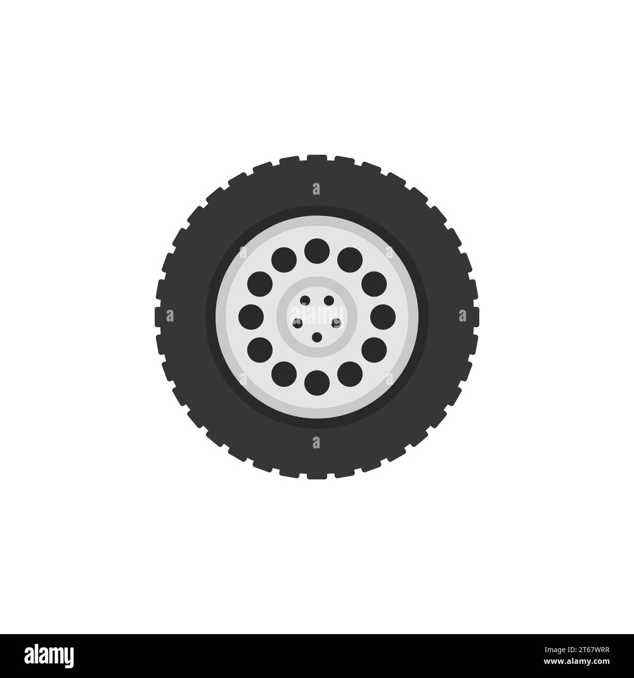 Flat truck wheel vector isolated icon or logo element Stock Vector
