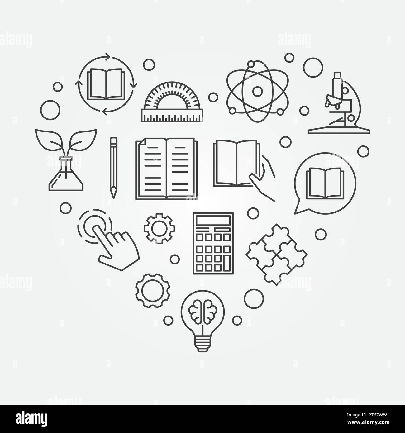 Education heart vector creative illustration in thin line style Stock ...