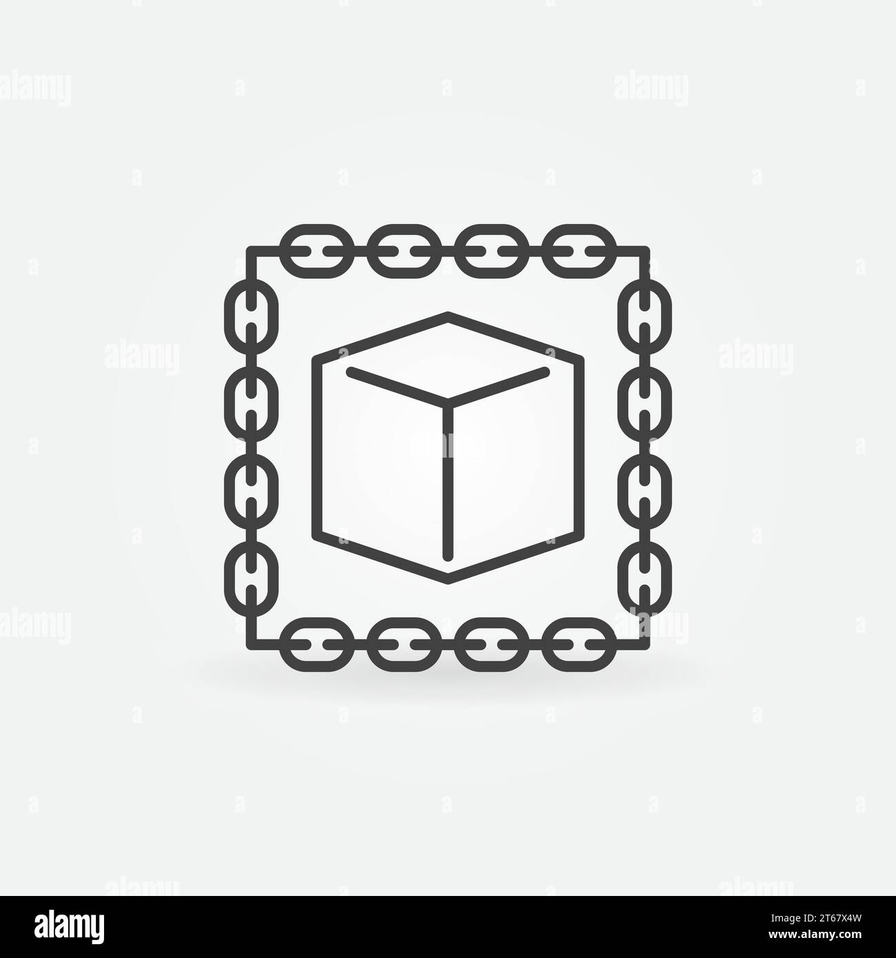 Blockchain with cube outline vector icon or design element Stock Vector