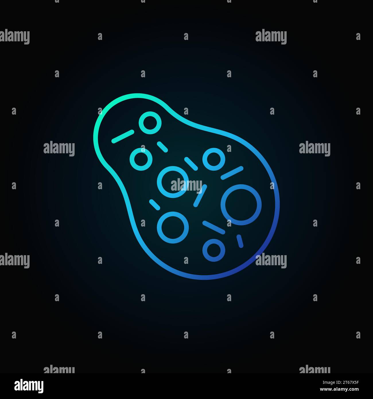 Bacteria vector blue icon or symbol in line style on dark background ...