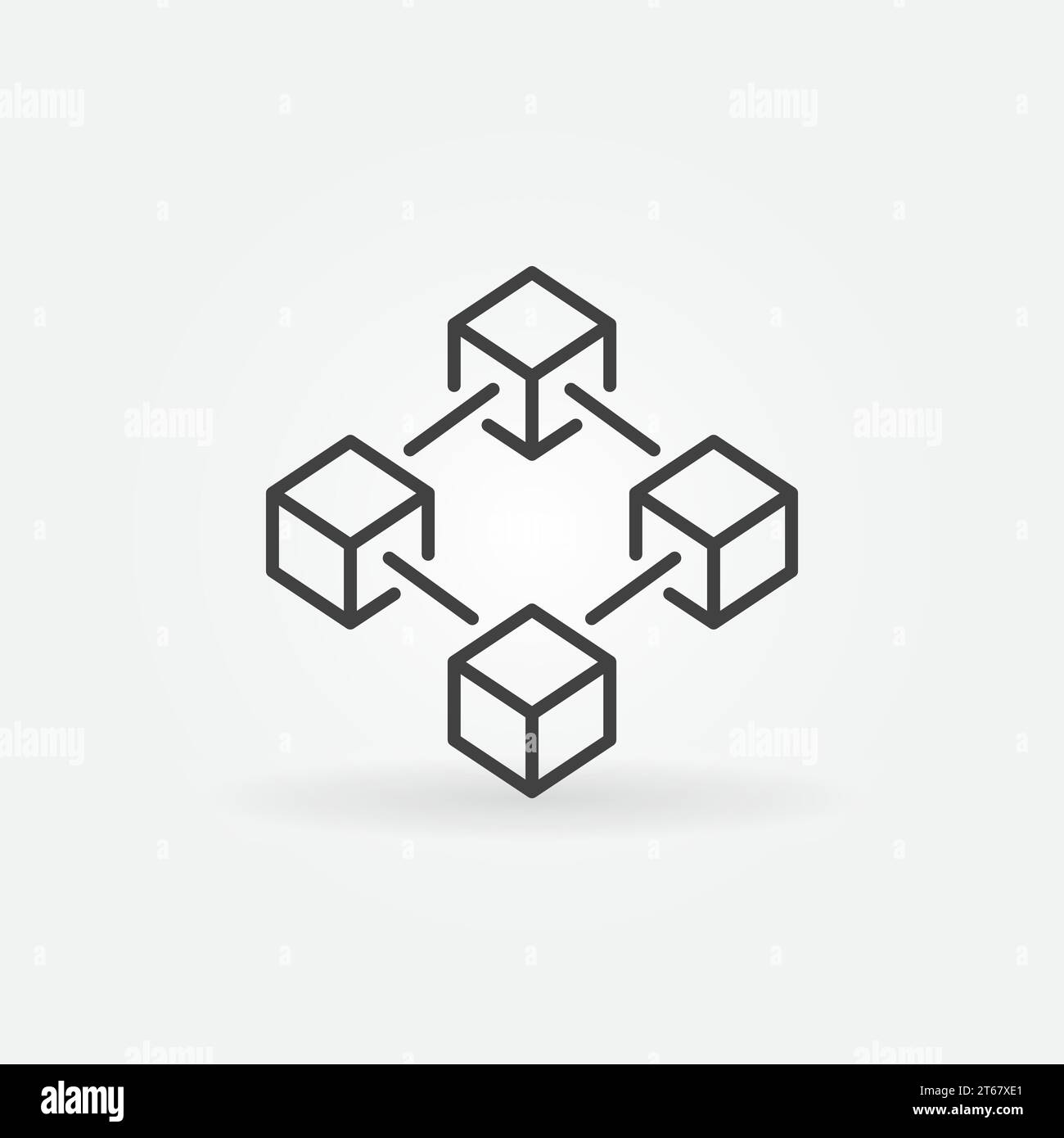 Blockchain vector icon or design element in outline style Stock Vector