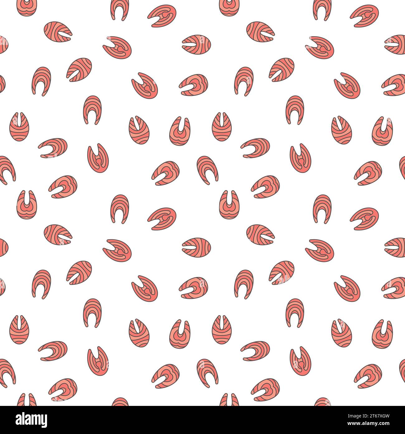 Salmon steak vector pattern. Red fish steak creative seamless texture or background Stock Vector