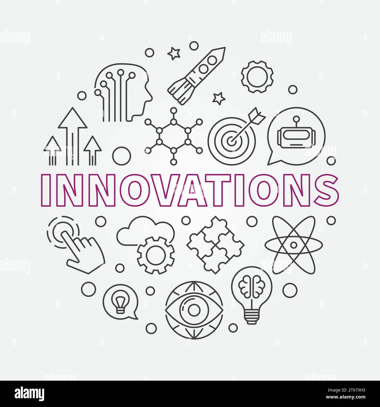 Innovations vector round concept illustration made of innovation ...