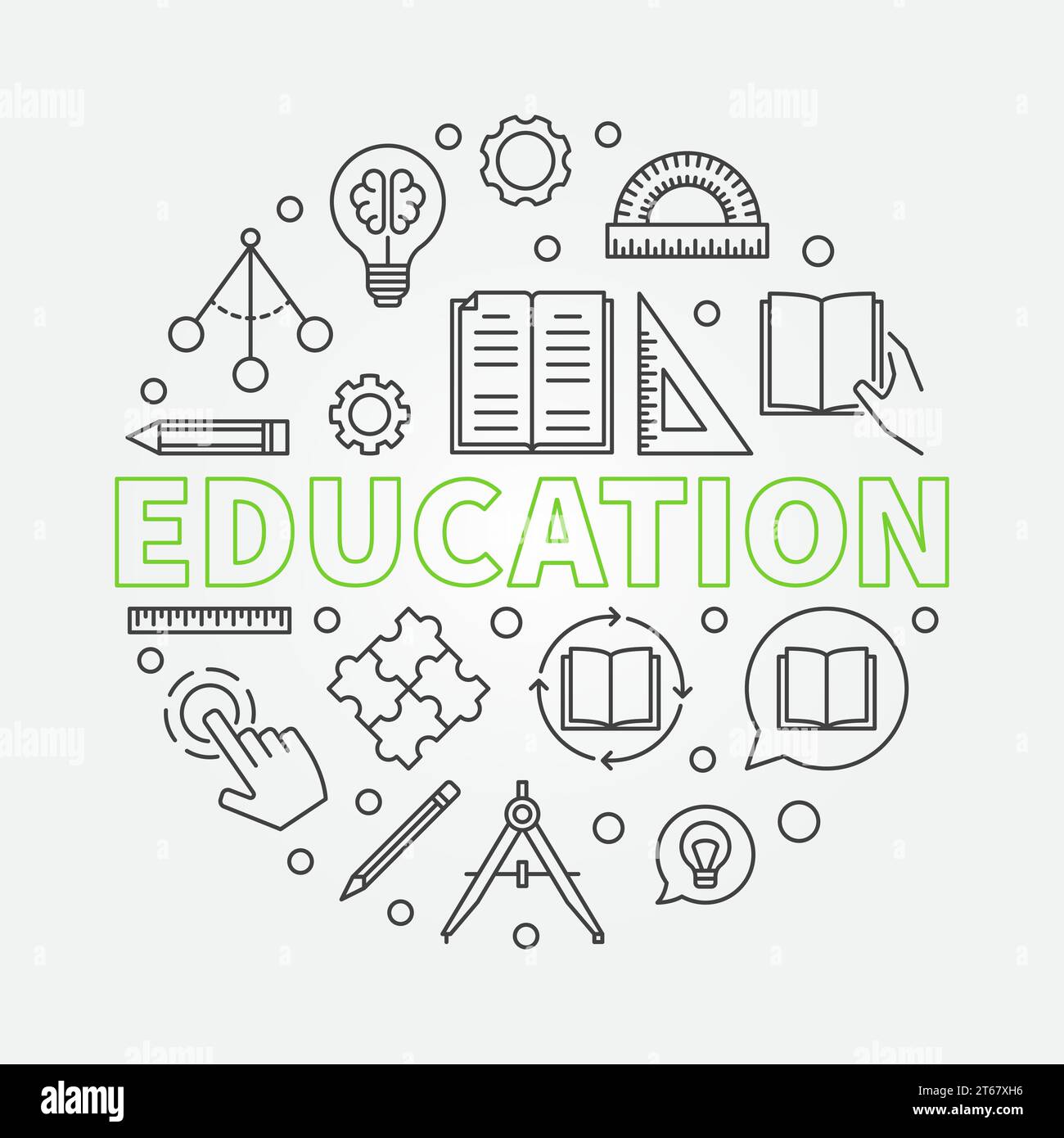 Education vector round concept illustration in thin line style Stock ...