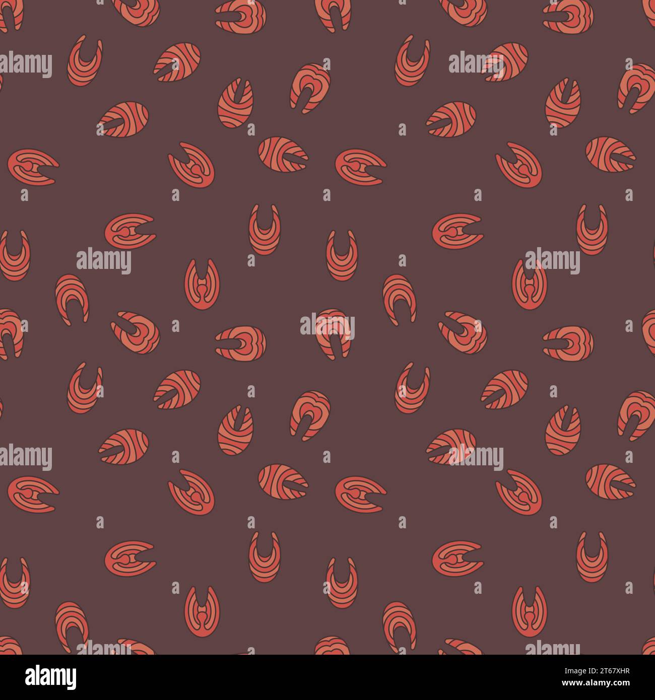 Trout steak vector dark pattern - red fish steak creative seamless ...