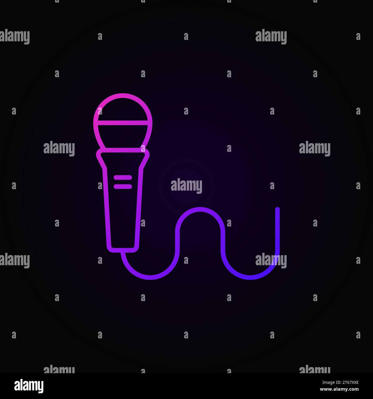 Wired microphone colorful linear vector icon or design element on dark background Stock Vector