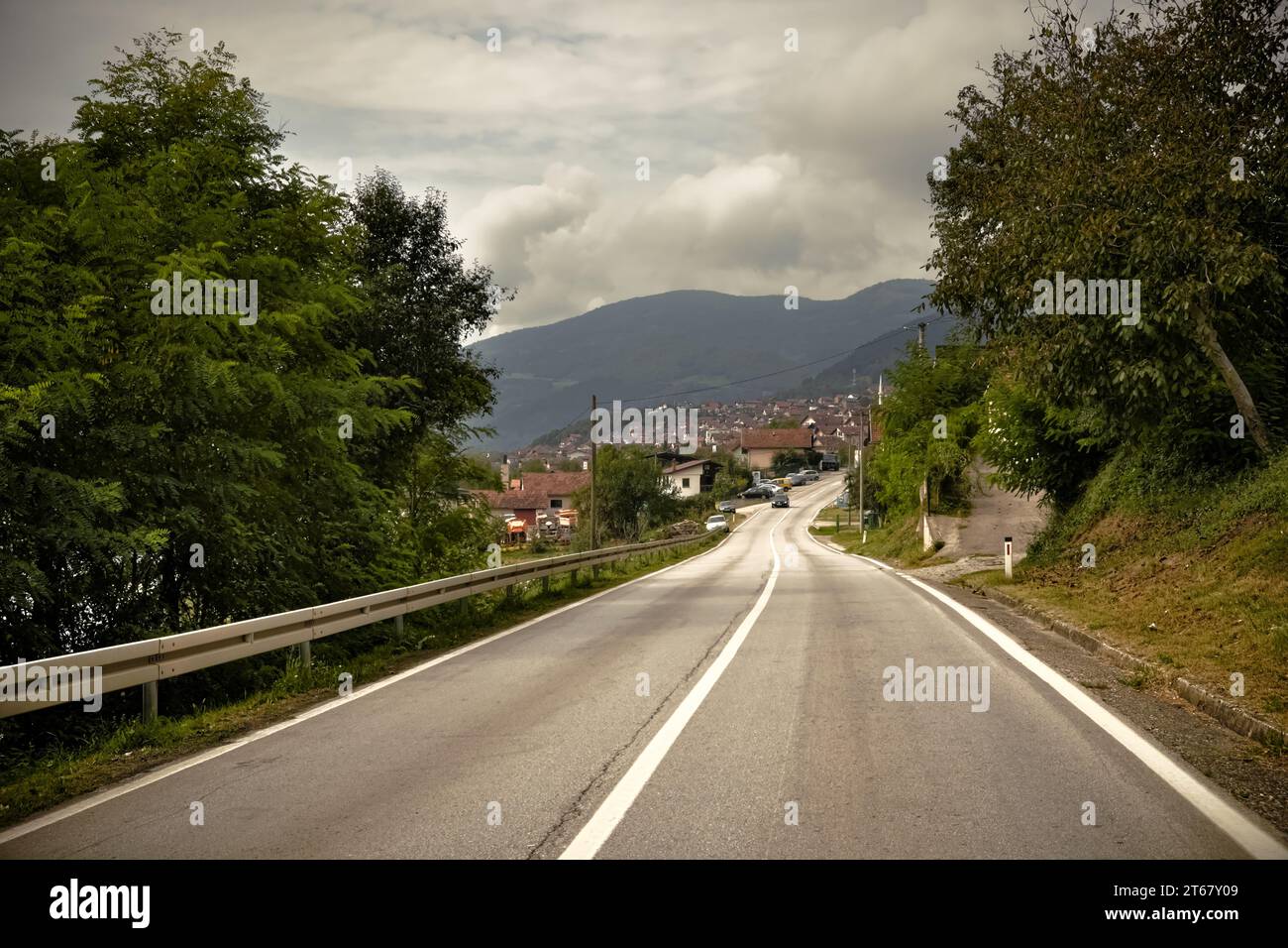 road through Gorazde rural town, Bosnia and Herzegovina Stock Photo