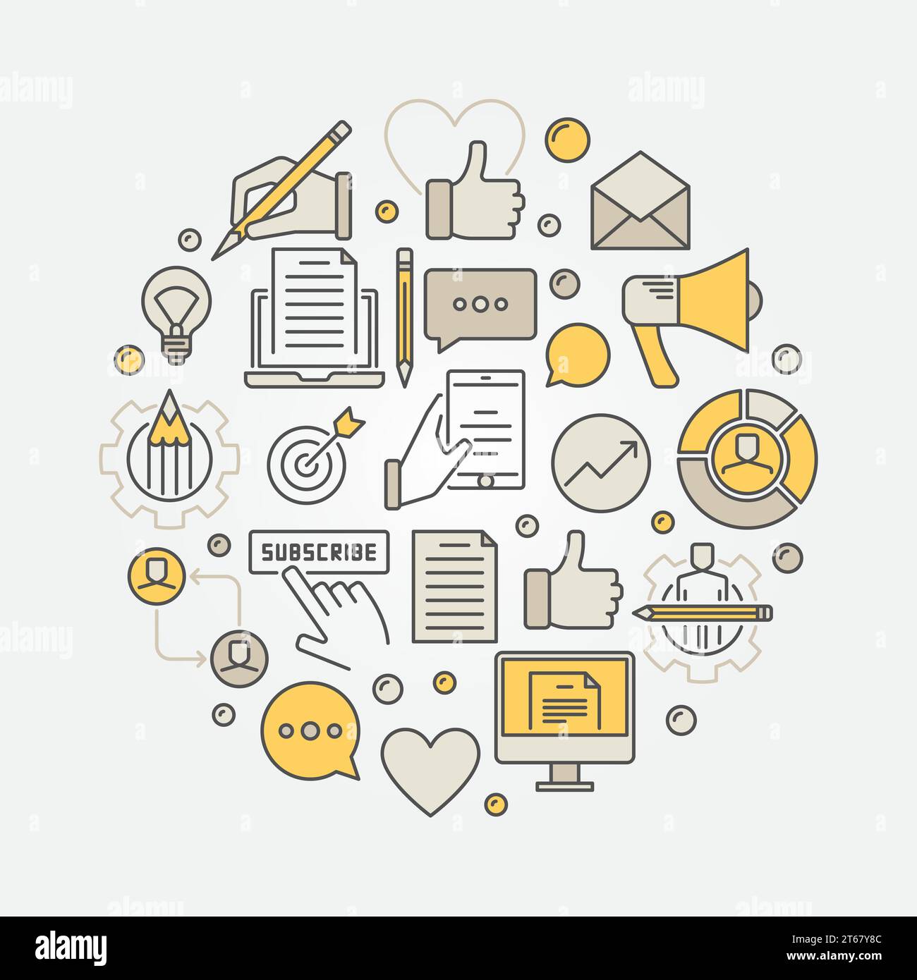 Colorful blogging illustration - vector circular symbol made with ...