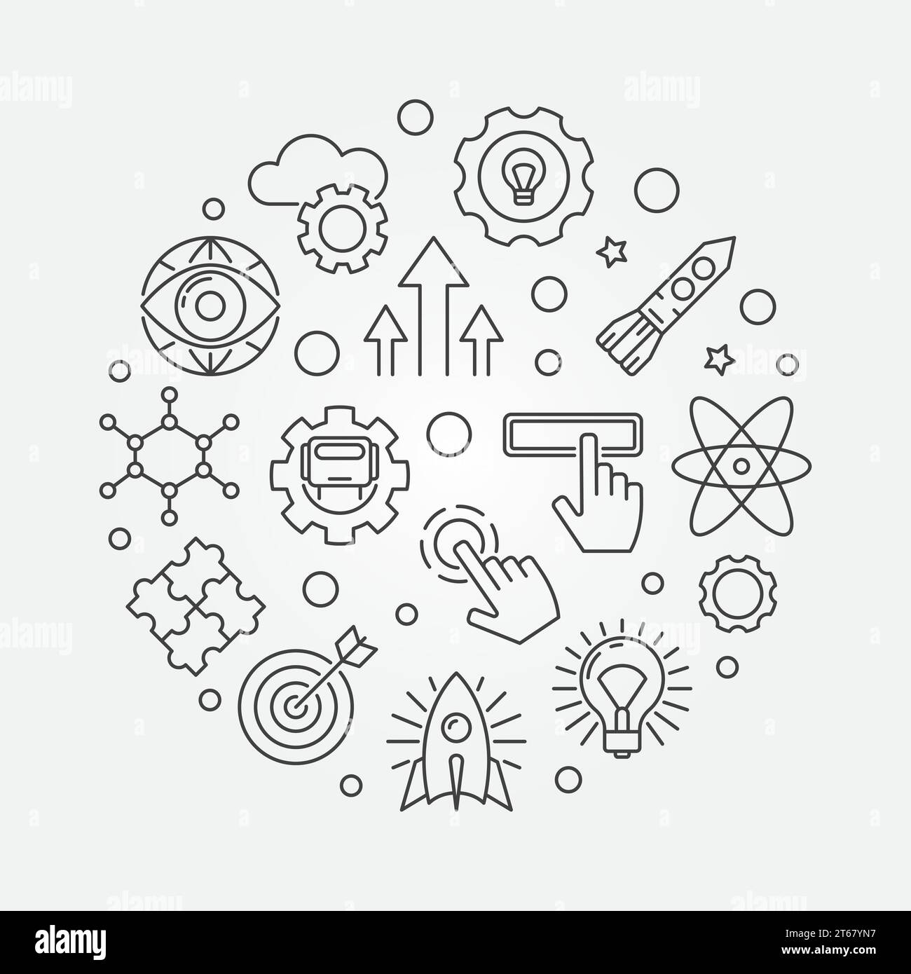 Explore vector round minimal concept illustration in thin line style Stock Vector