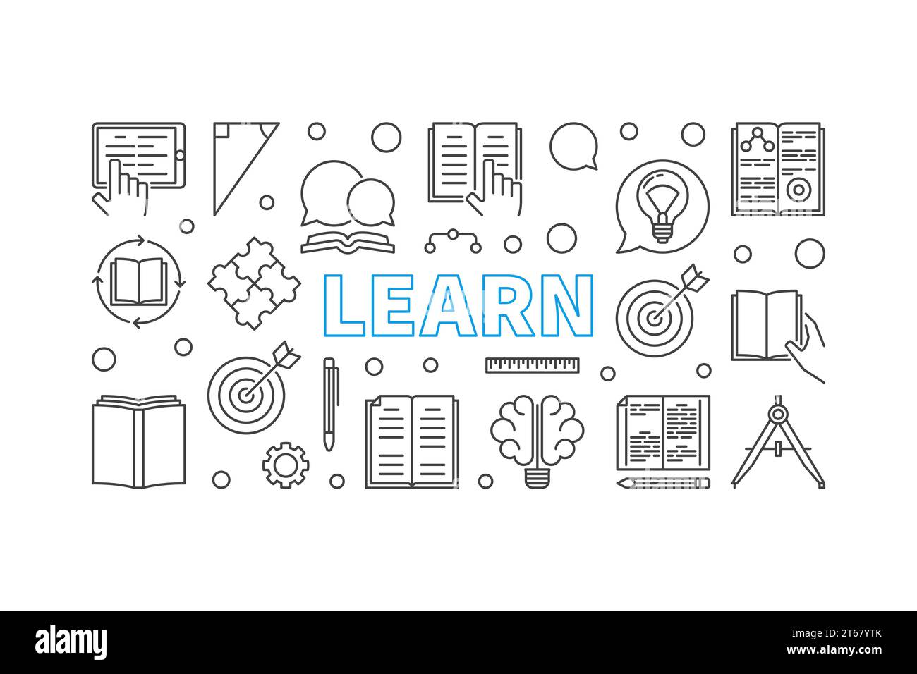 Learn vector concept education illustration or banner in thin line ...