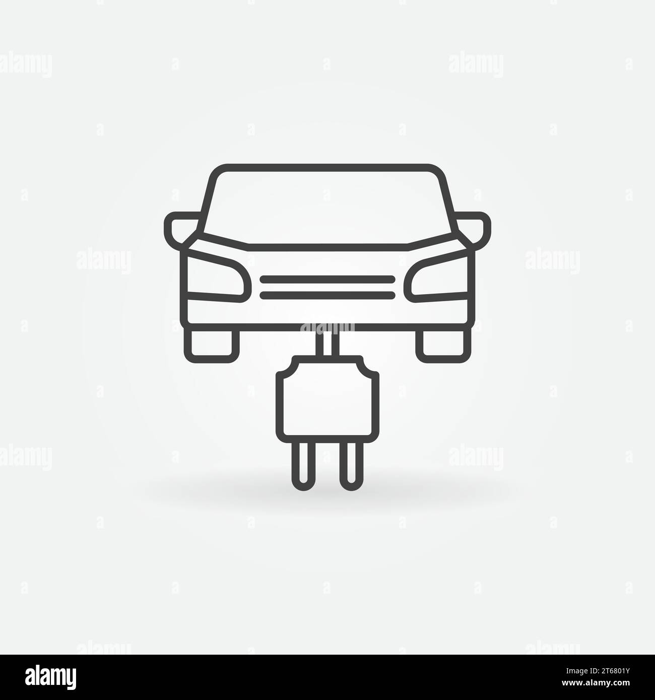 Car with plug line icon. Vector electric car concept line symbol or ...