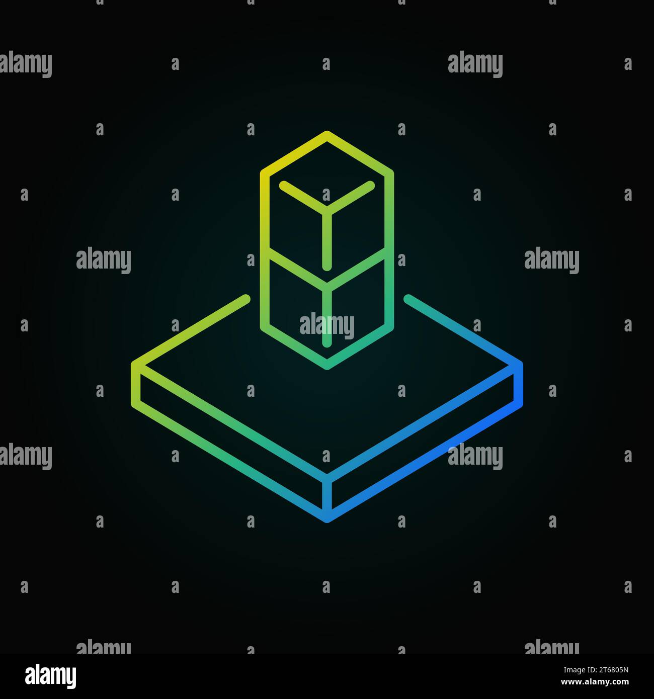 Augmented reality vector colored icon or symbol in thin line style on dark background Stock Vector