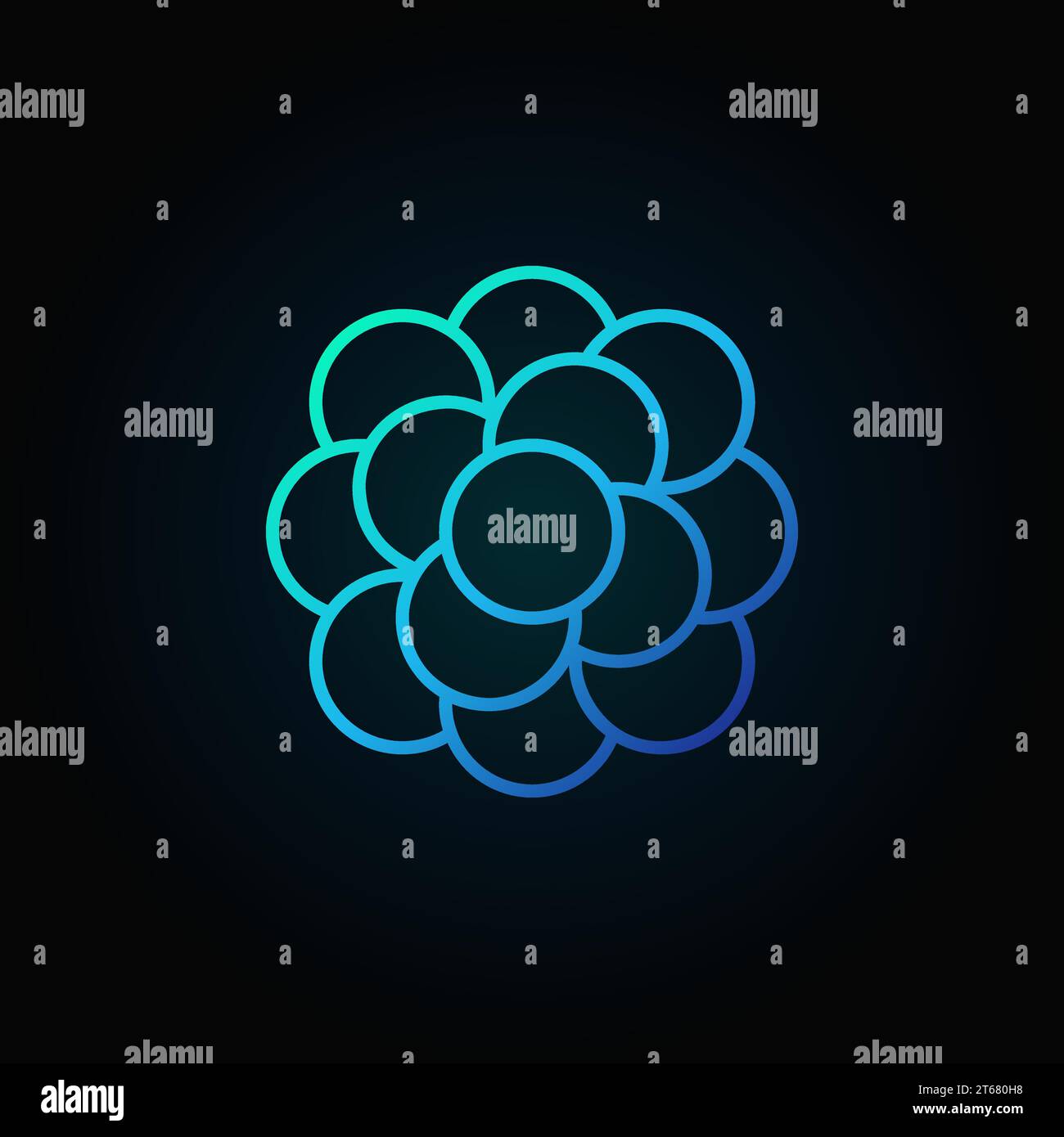 Bacteria blue concept vector linear icon or symbol on dark background Stock Vector