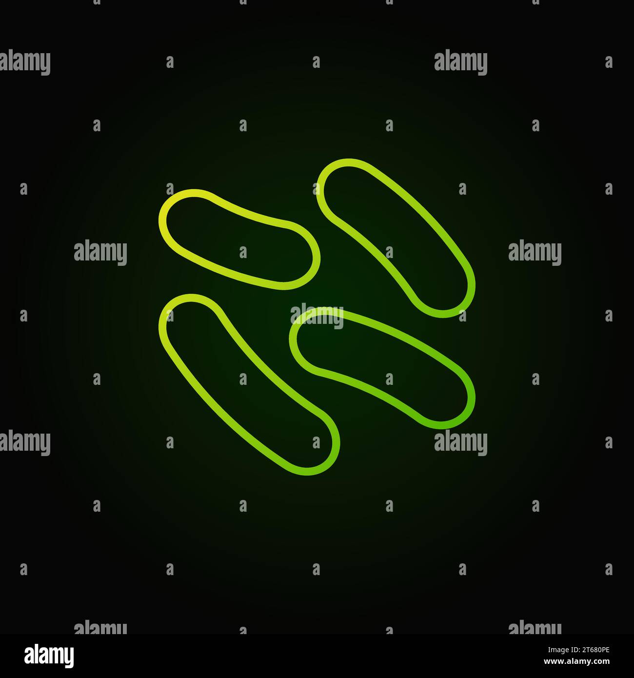 Probiotics green vector linear icon or sign on dark background Stock Vector