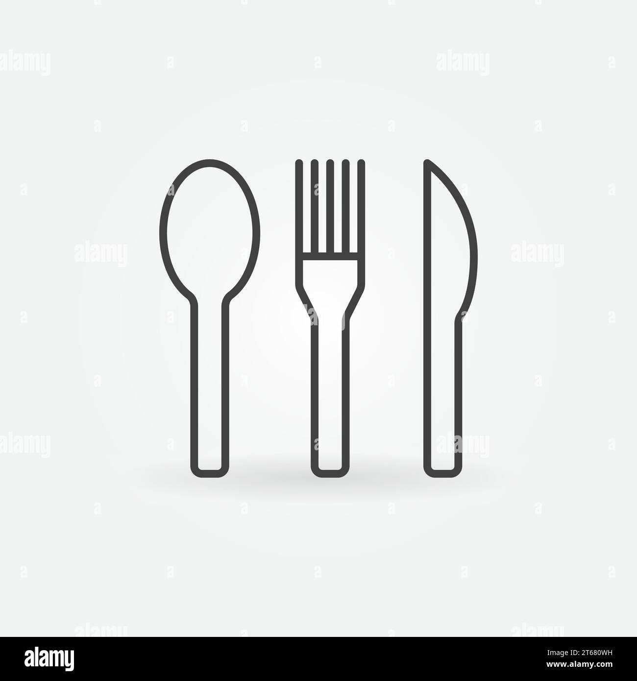Spoon with fork and knife icon or symbol in thin line style Stock ...
