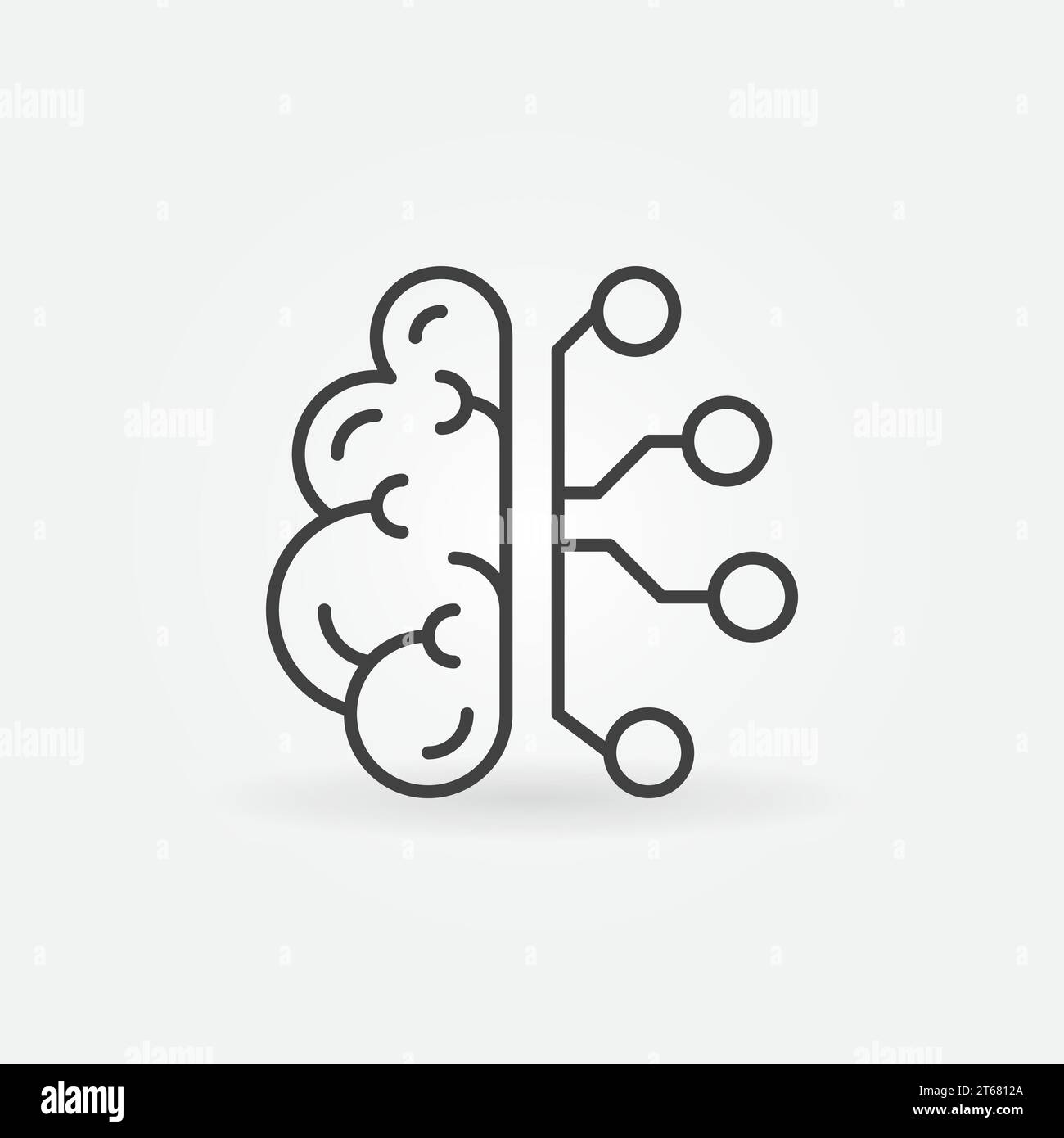 Cyberbrain line icon. Vector artificial intelligence brain concept outline sign Stock Vector