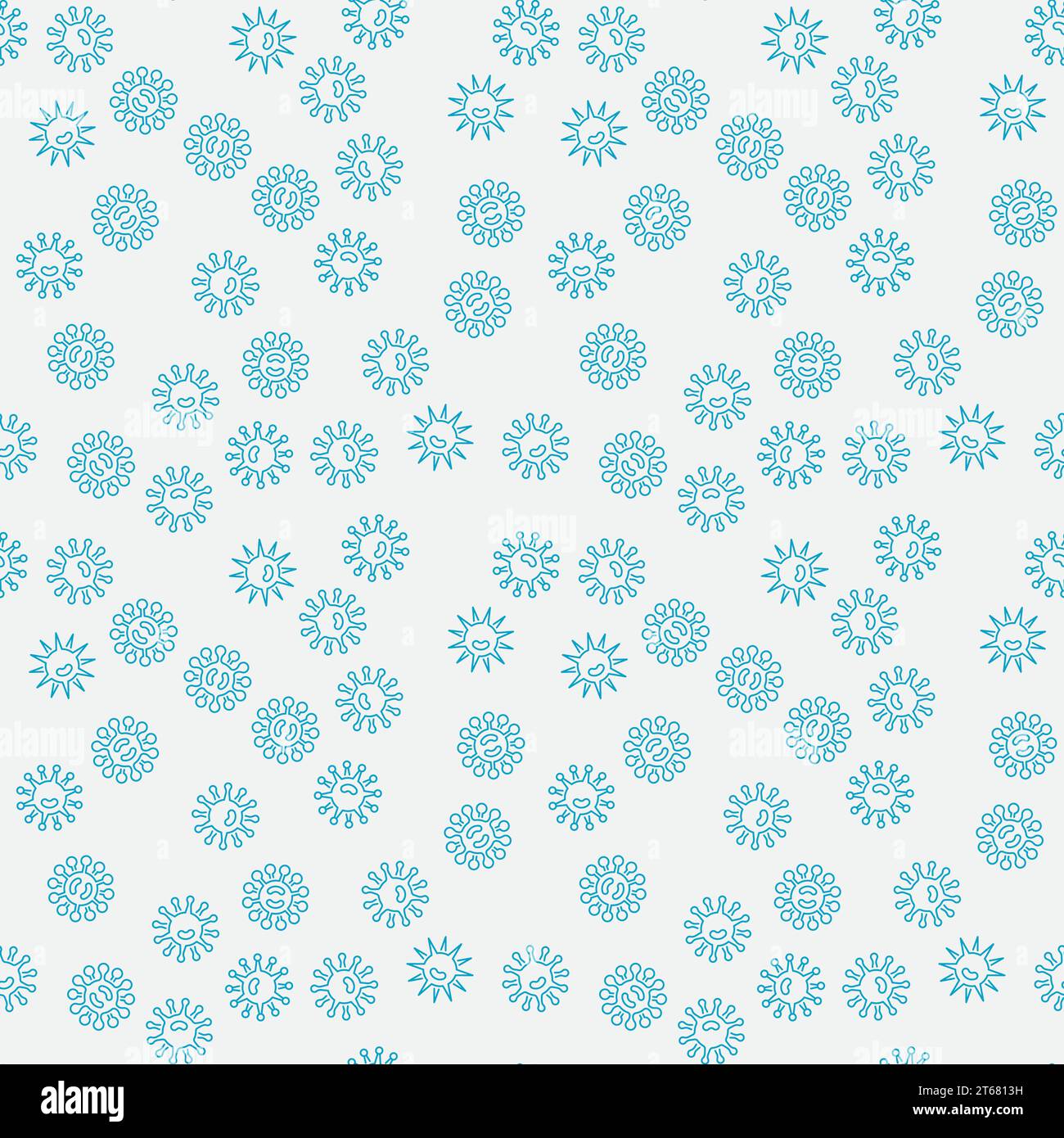 Vector seamless blue bacteria creative pattern or texture Stock Vector