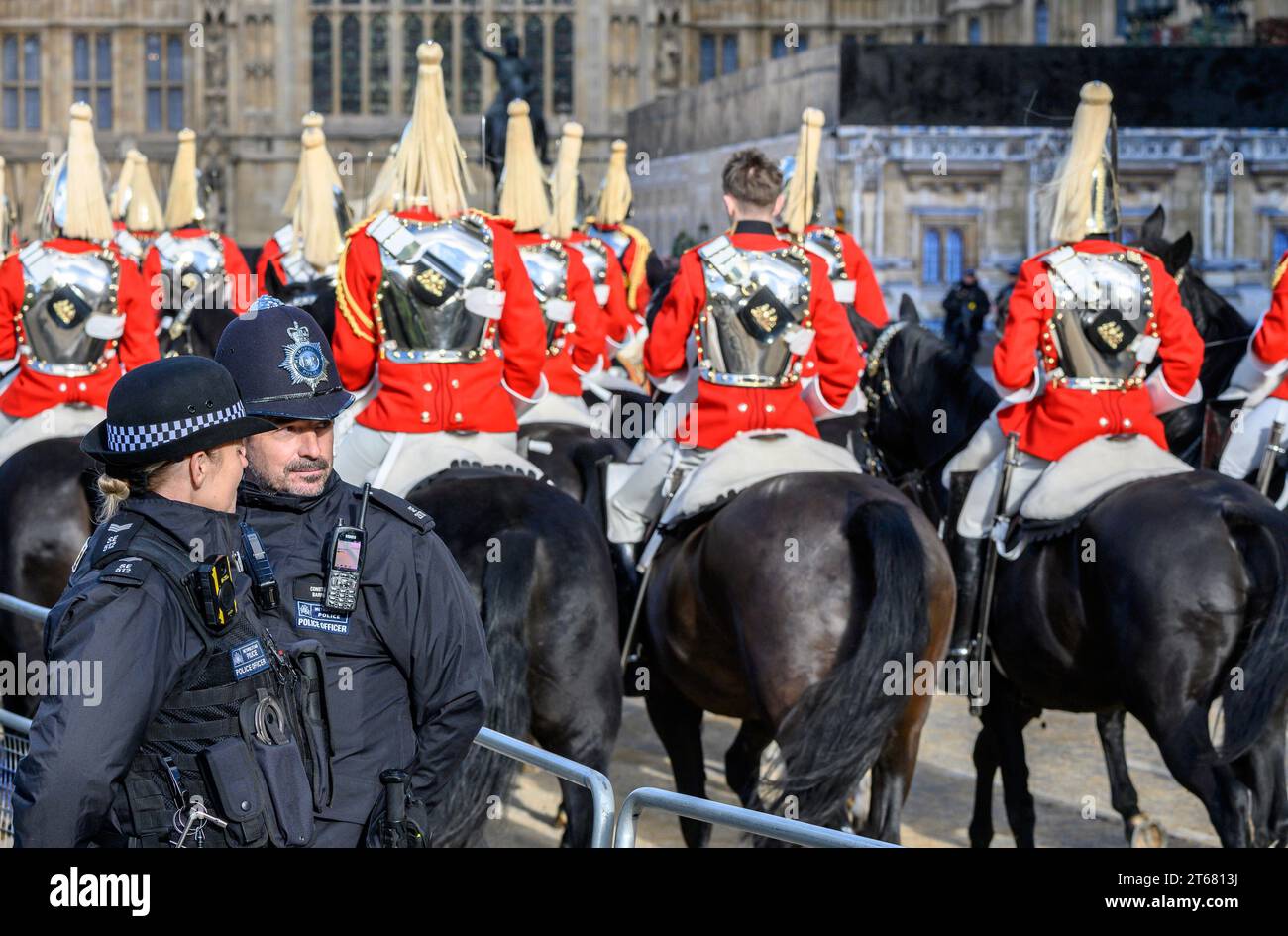 Metropolitan Police officers on duty during the State Opening of Parliament. 7th November 2023 Stock Photo