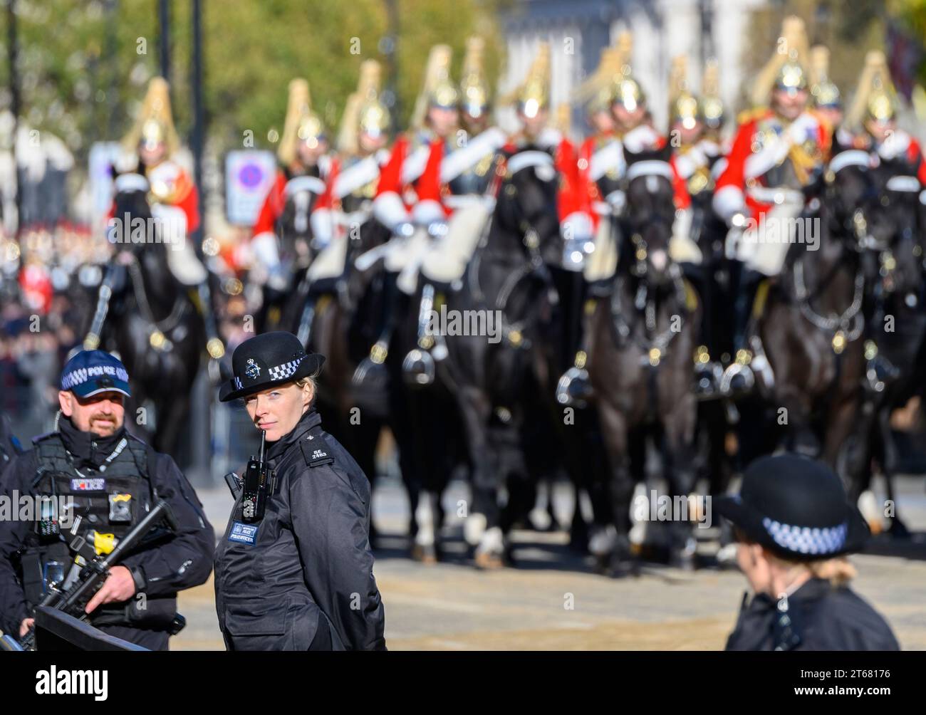 Metropolitan Police officers on duty during the State Opening of Parliament. 7th November 2023 Stock Photo