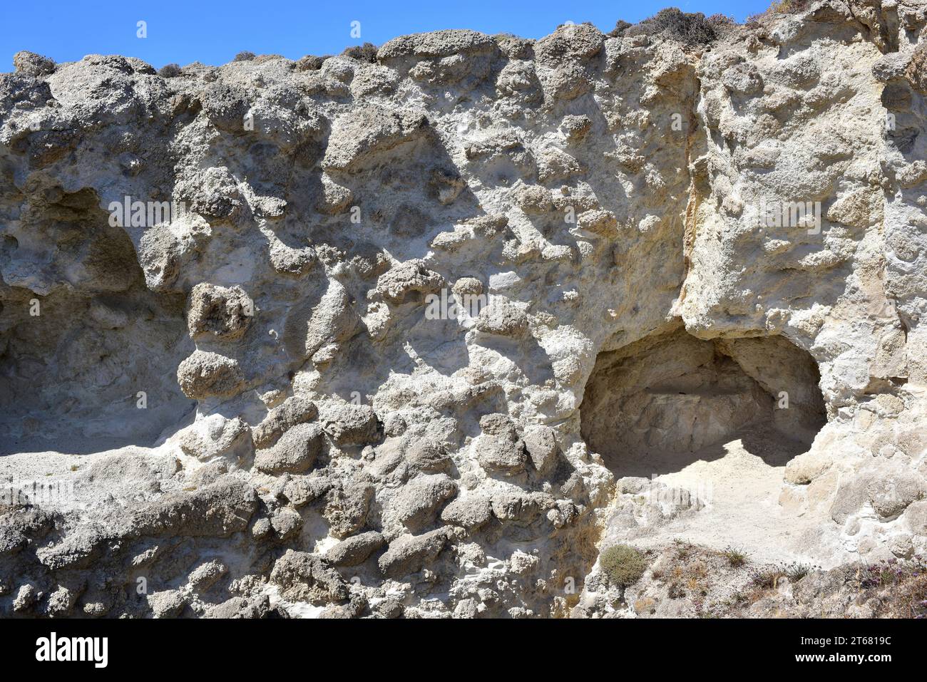 Volcanic coast with pyroclasts. Papafragas, Milos or Melos Island ...