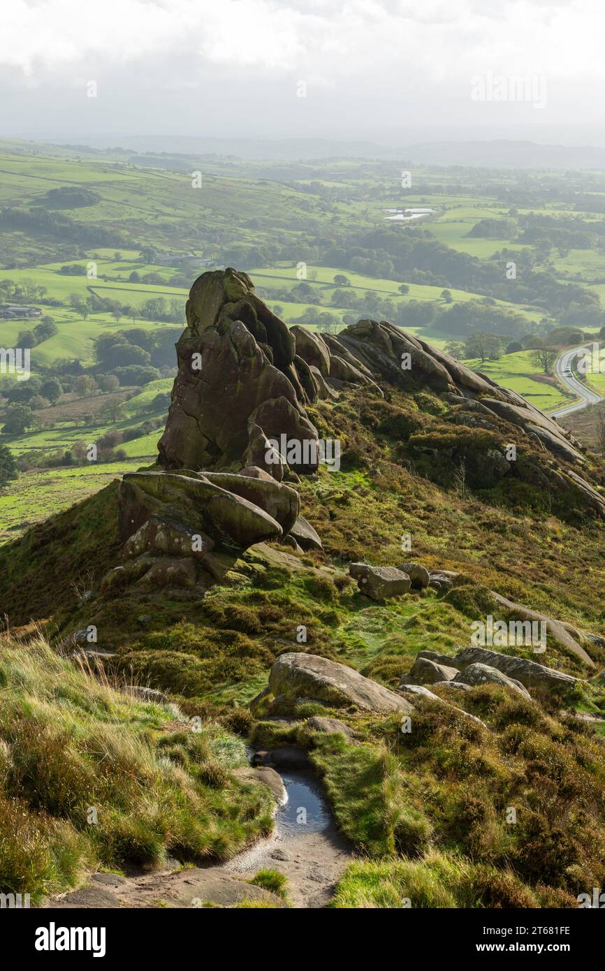 Looking South West along the Ramshaw Rocks, near Upper Hulme, Staffordshire Peak District, England Stock Photo